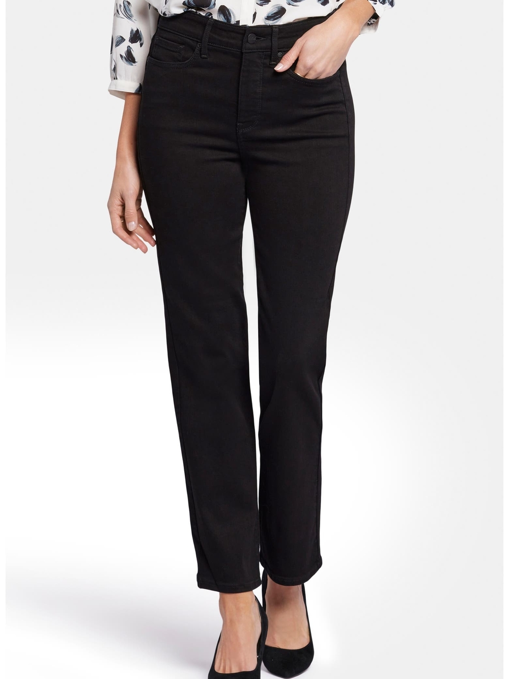 NWT - NYDJ Callie High Straight Leg Jeans - Black Rinse